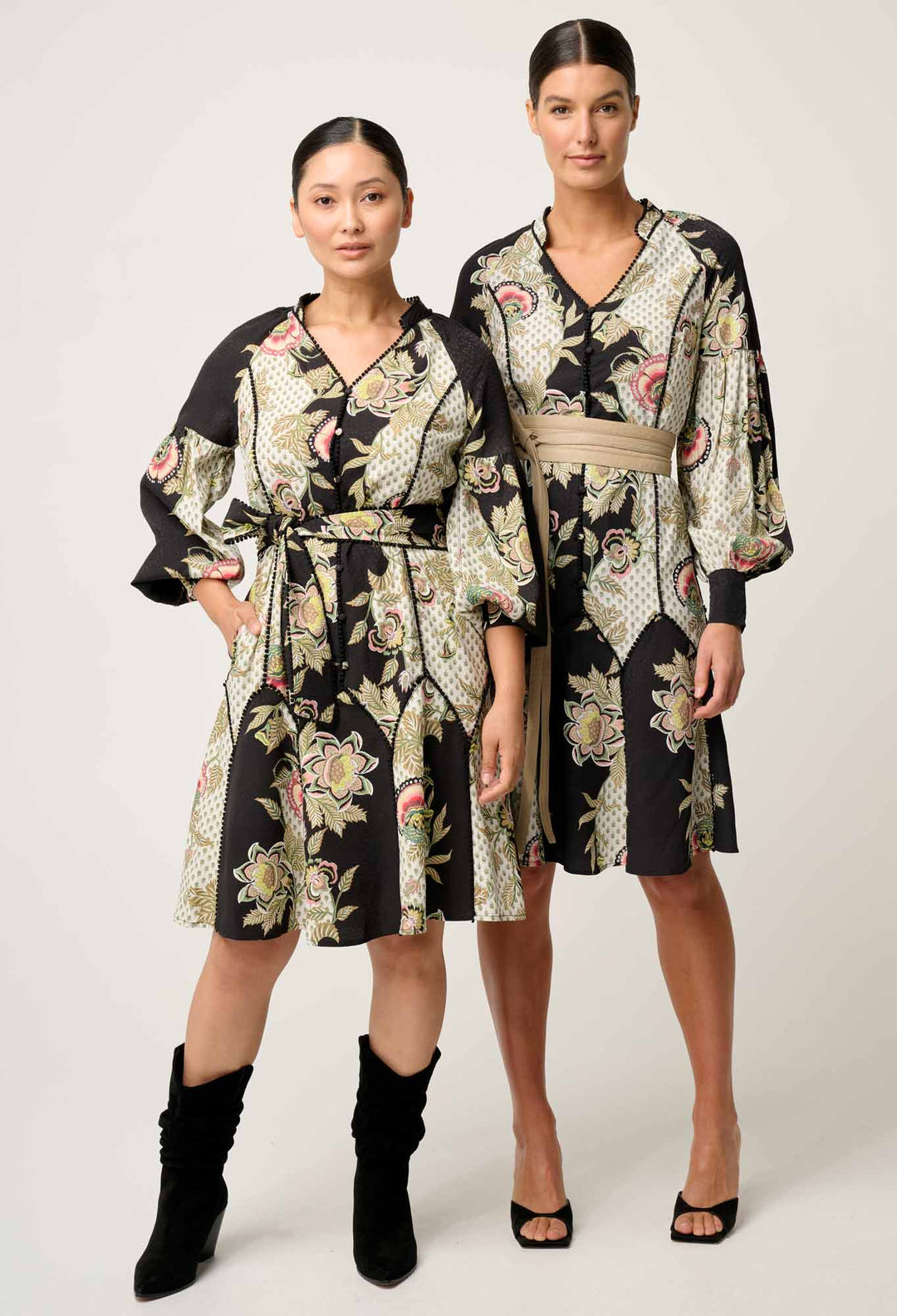 OnceWas PETITE Emersyn Linen Viscose Dress in Mariposa Nero
