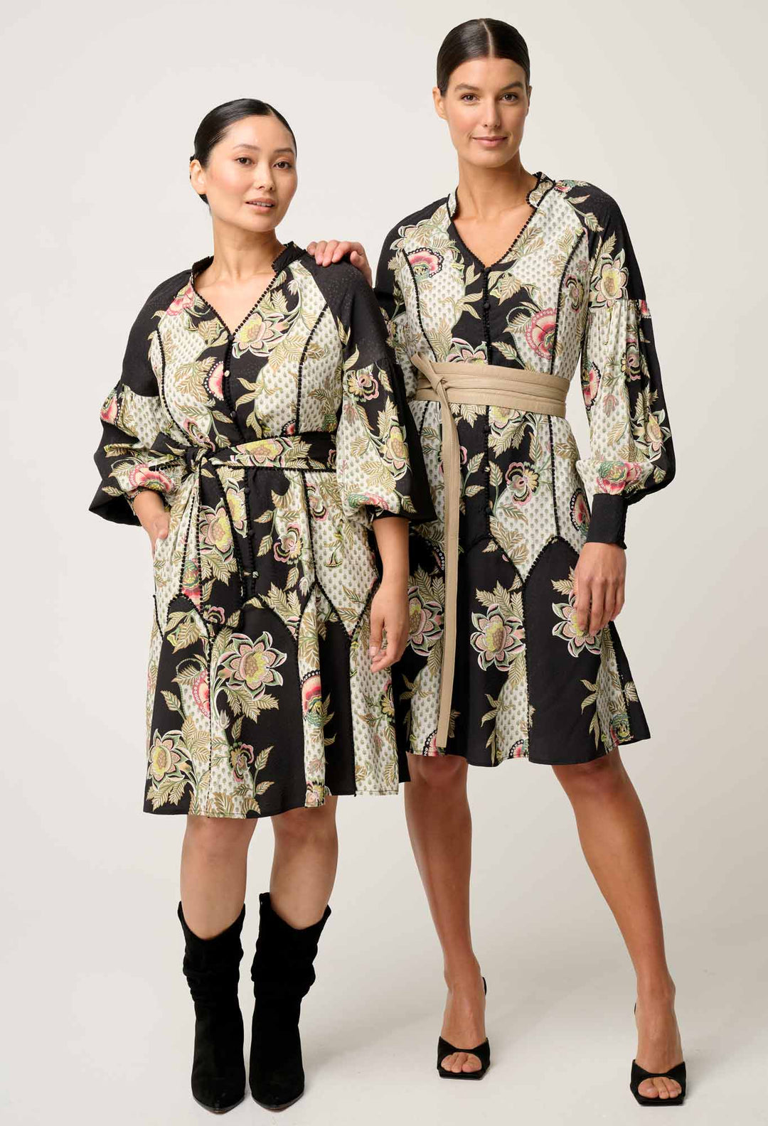 OnceWas PETITE Emersyn Linen Viscose Dress in Mariposa Nero