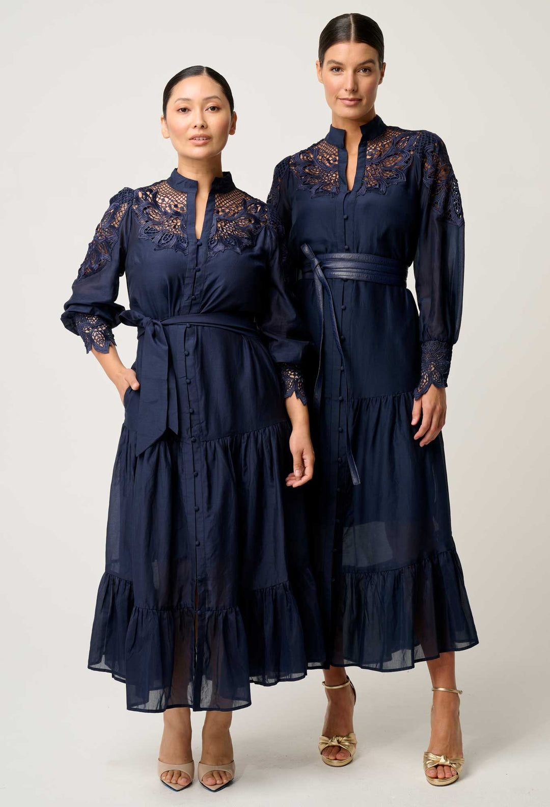 OnceWas PETITE Mirador Cotton Silk Maxi Dress in Night Sky