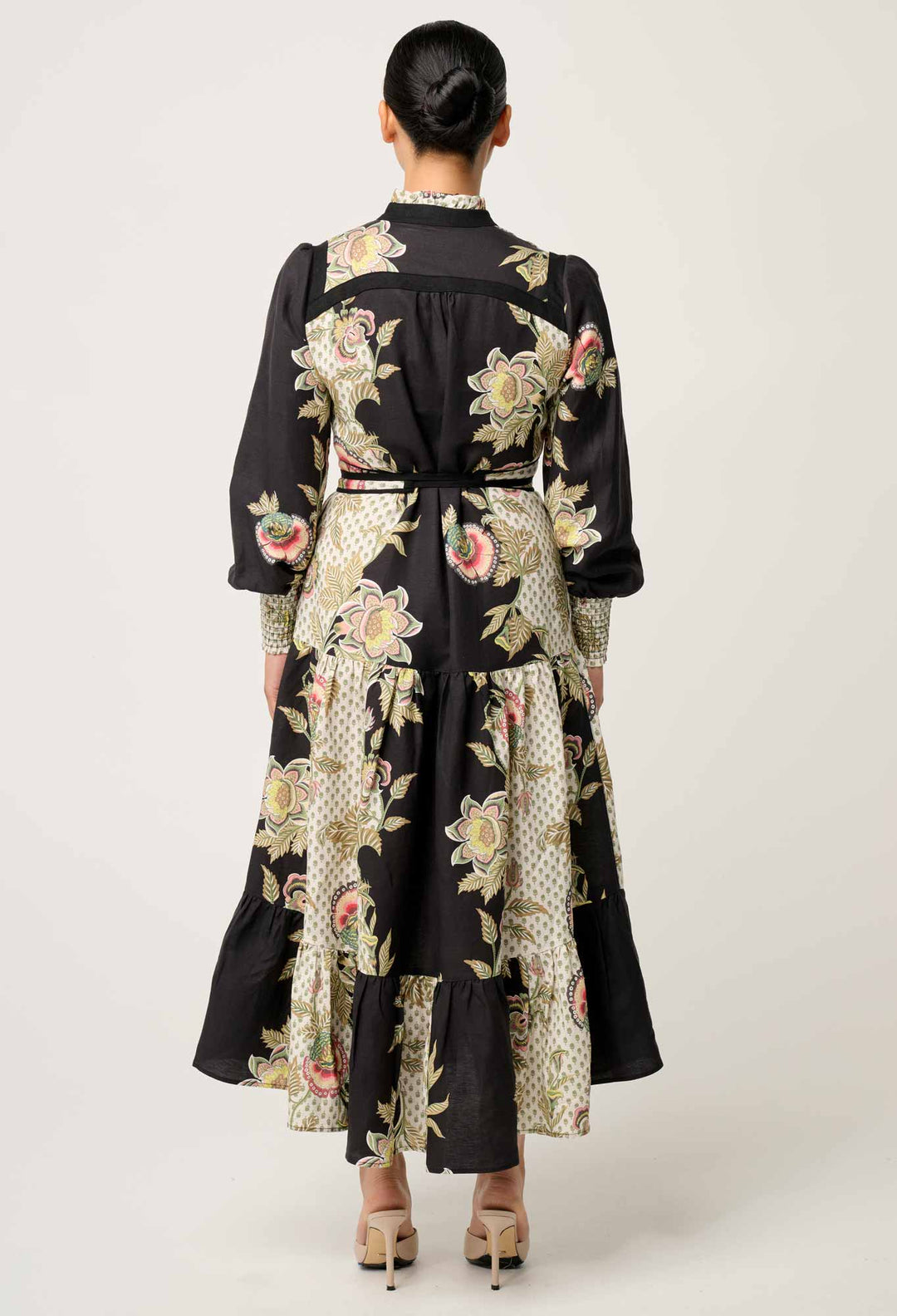 OnceWas PETITE Espada Linen Viscose Maxi Dress in Mariposa Nero