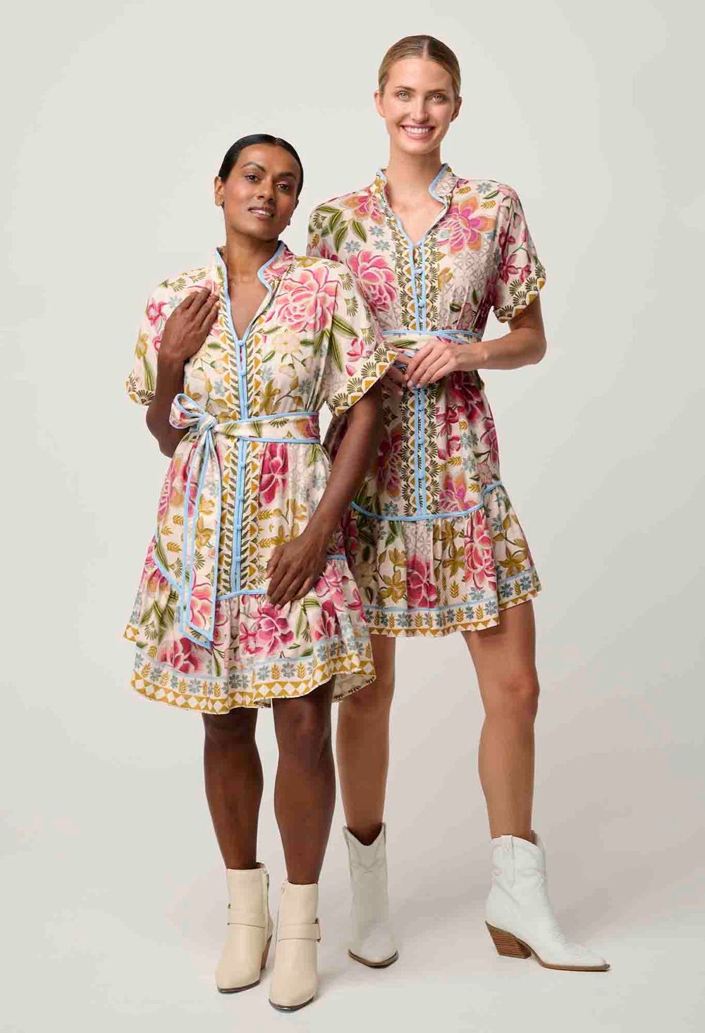 OnceWas PETITE Clementine Linen Viscose Shirt Dress in Azalea Fields