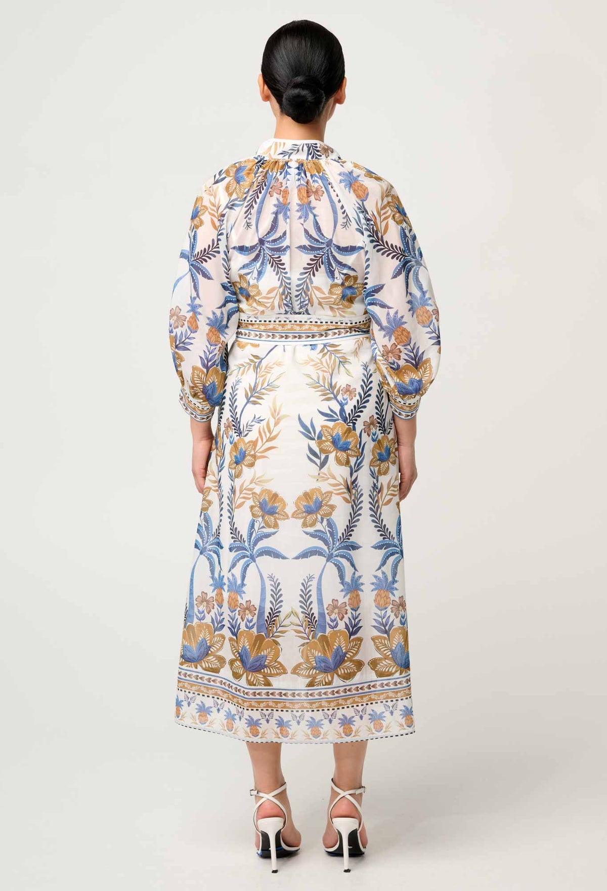 OnceWas PETITE Carmen Silk Cotton Maxi Dress in Golden Medina
