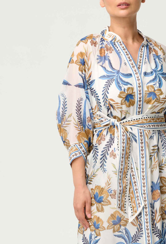 OnceWas PETITE Carmen Silk Cotton Maxi Dress in Golden Medina