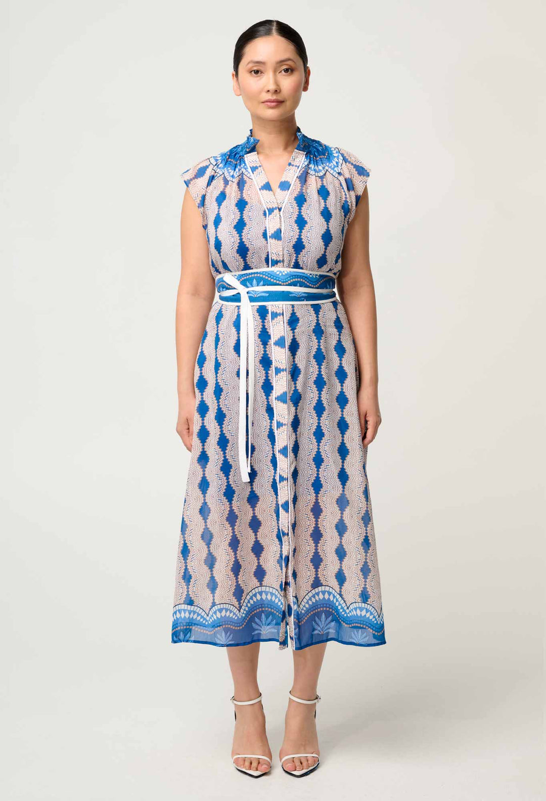OnceWas PETITE Rimal Cotton Silk Maxi Dress in Marrakech Topaz