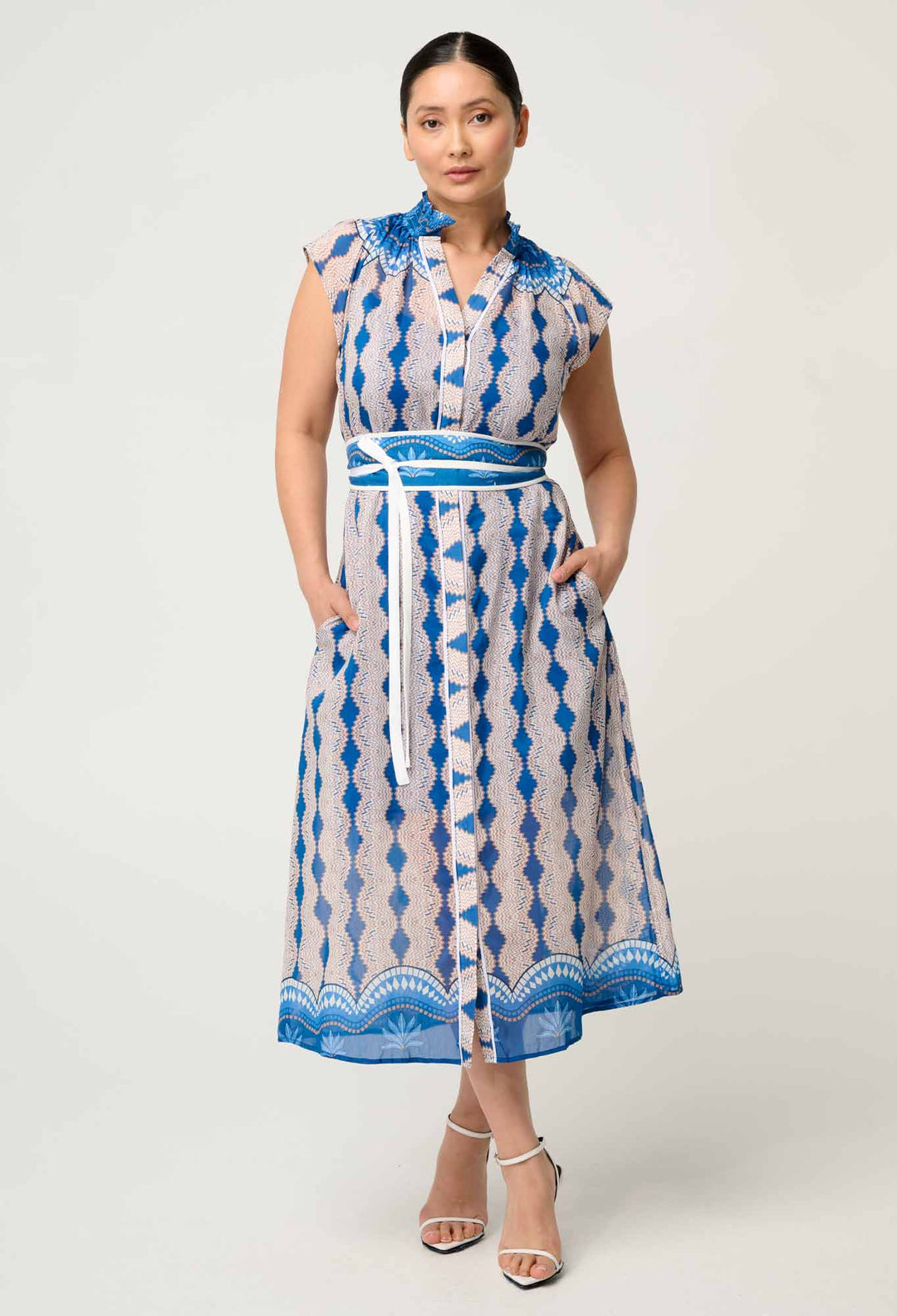 OnceWas PETITE Rimal Cotton Silk Maxi Dress in Marrakech Topaz