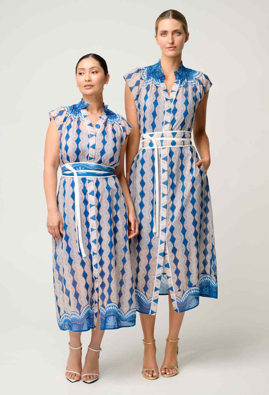 OnceWas PETITE Rimal Cotton Silk Maxi Dress in Marrakech Topaz