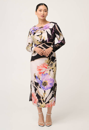 PETITE Jayden Cupro Viscose Stretch Dress in Tangled Blossom