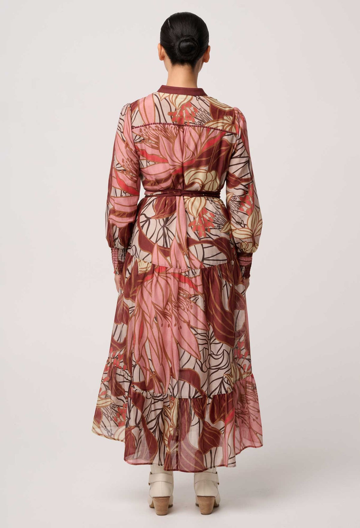 UNDER 5'4 Liliana Cotton Silk Printed Maxi Dress in Cathedral Botanic