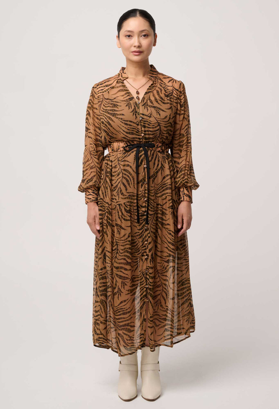 OWP Solene Sheer Viscose Midi Dress in Exotica