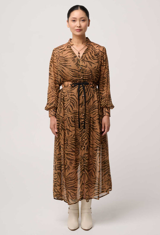 OWP Solene Sheer Viscose Midi Dress in Exotica