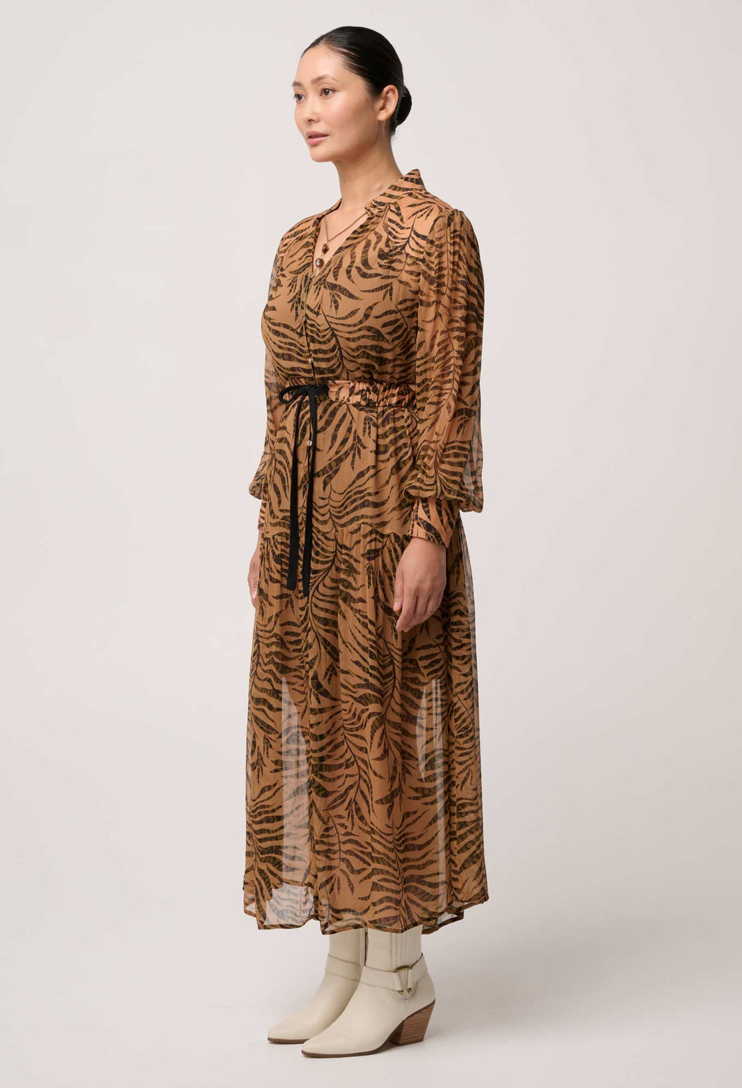 OWP Solene Sheer Viscose Midi Dress in Exotica