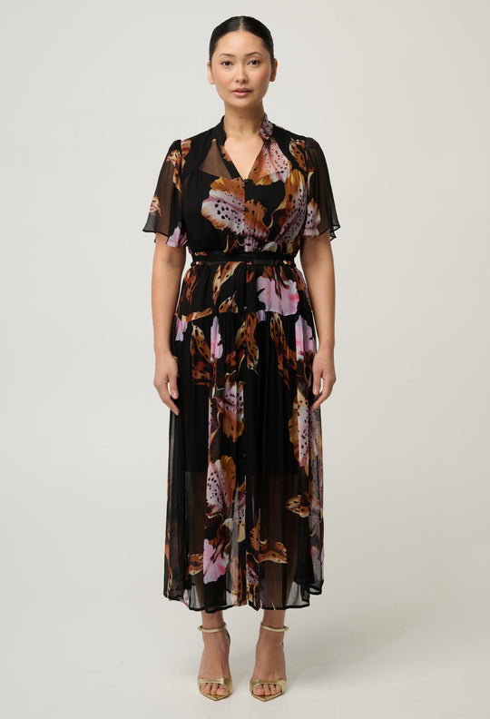 UNDER 5'4 Ceres Sheer Viscose Dress in Sunset Orchid