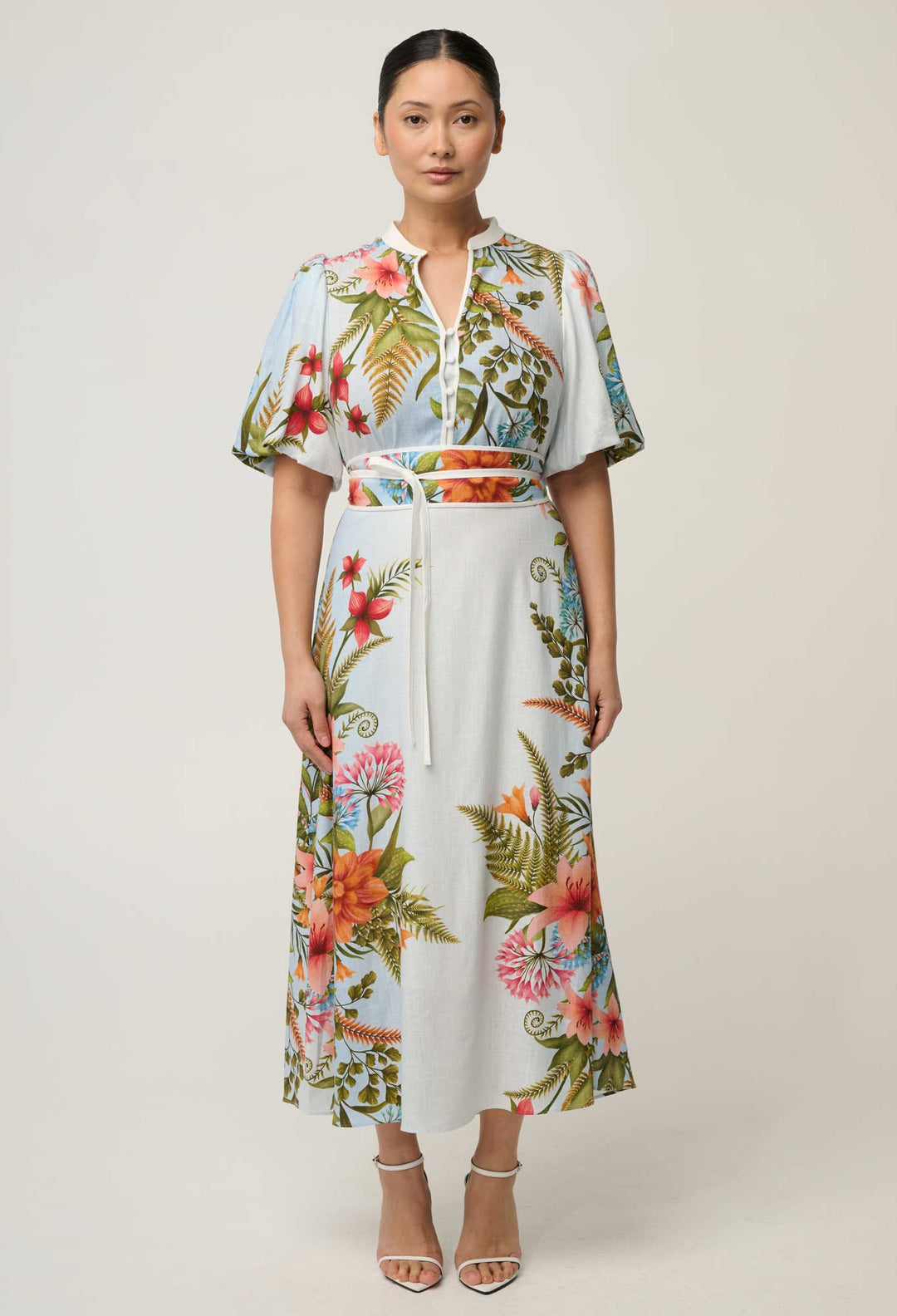 UNDER 5'4 Fleur Viscose Blend Print Dress in Bloomscape