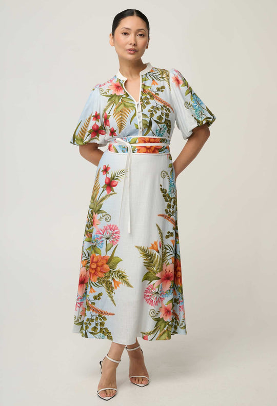 UNDER 5'4 Fleur Viscose Blend Print Dress in Bloomscape