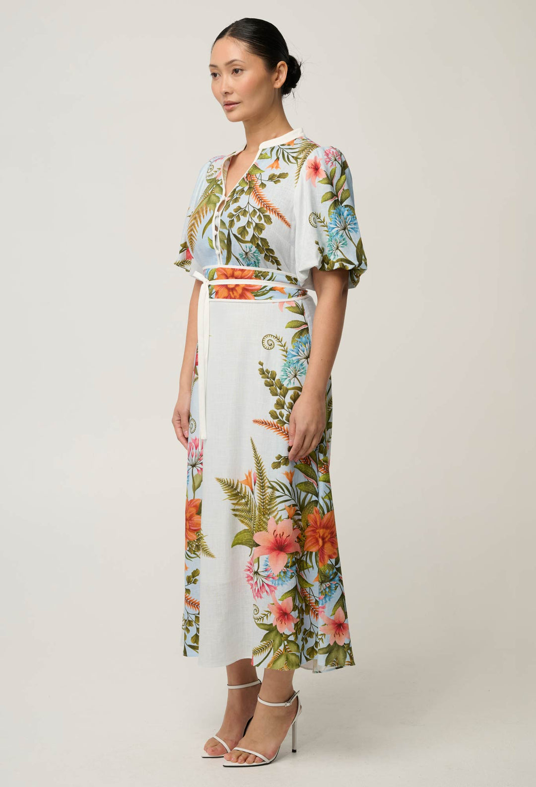 UNDER 5'4 Fleur Viscose Blend Print Dress in Bloomscape