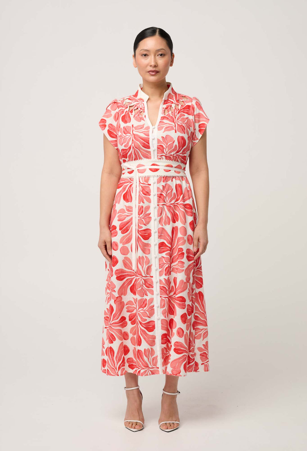 UNDER 5'4 Cattleya Linen Viscose Smock Maxi Dress in Soleil Pavilion