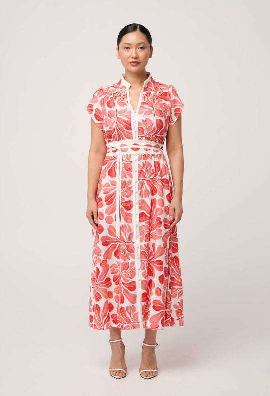 UNDER 5'4 Cattleya Linen Viscose Smock Maxi Dress in Soleil Pavilion