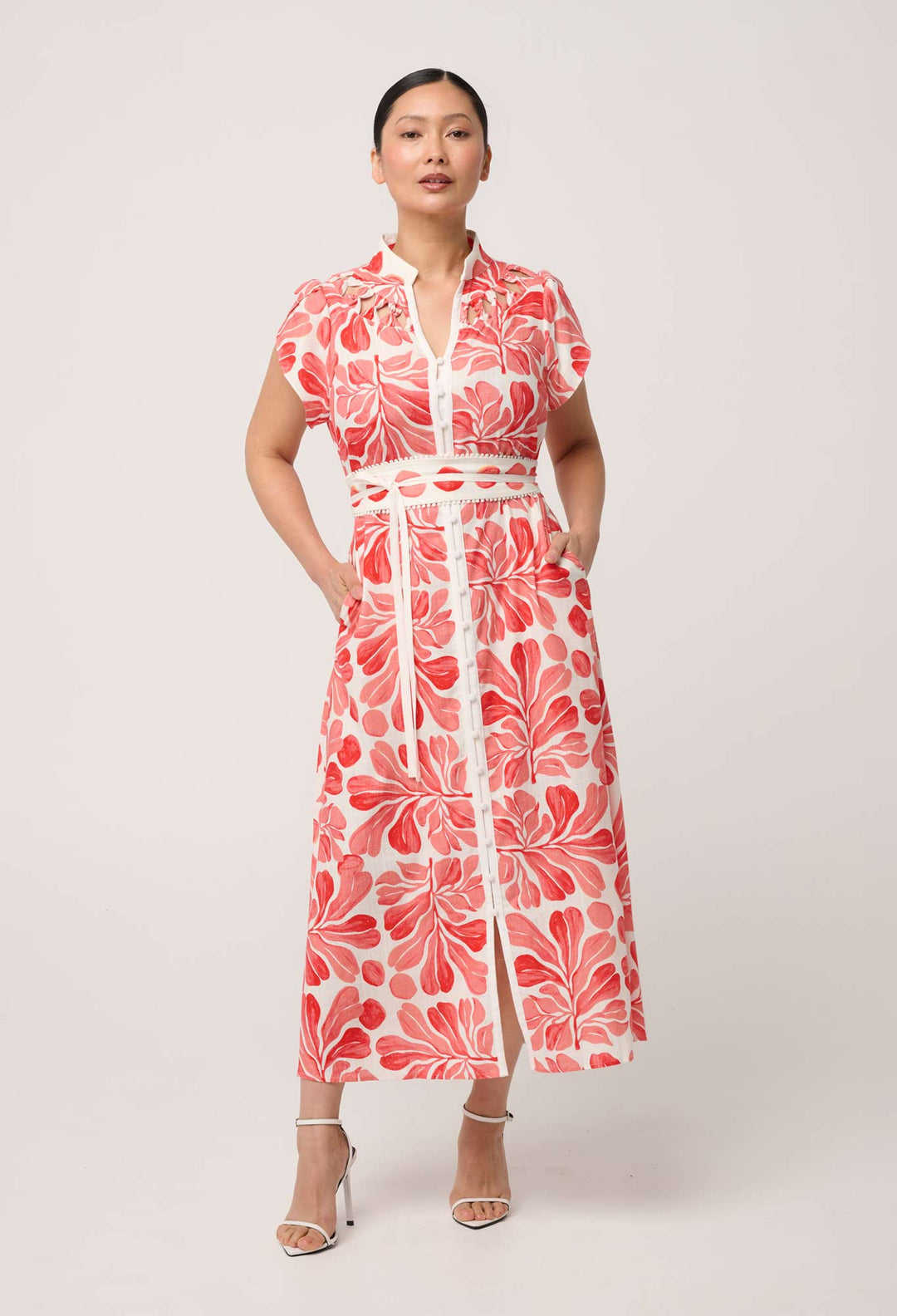 UNDER 5'4 Cattleya Linen Viscose Smock Maxi Dress in Soleil Pavilion
