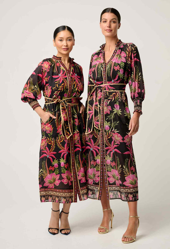 PETITE Carmen Silk Cotton Maxi Dress in Anthos Lótos