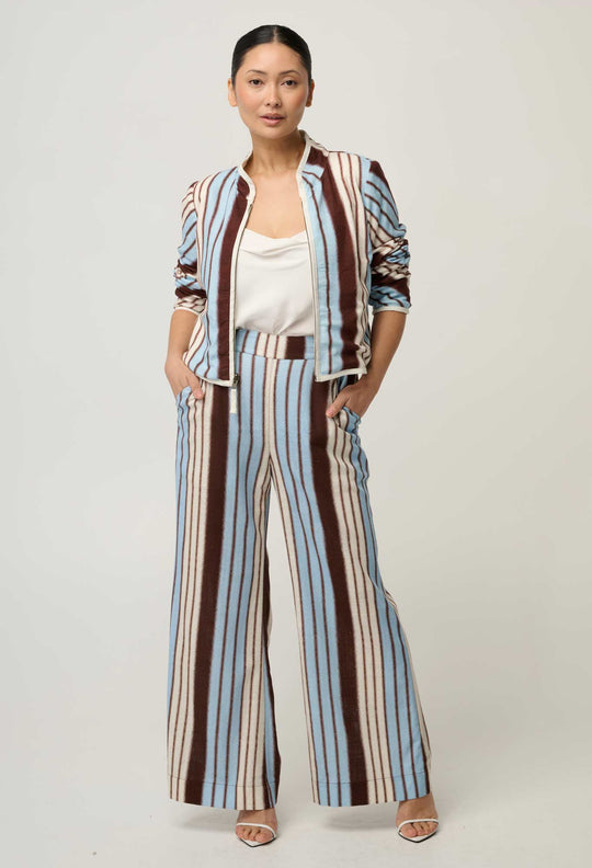 UNDER 5'4 Delray Reversible Printed Linen Jacket in Nautilus Bloom / Iridescent Stripe