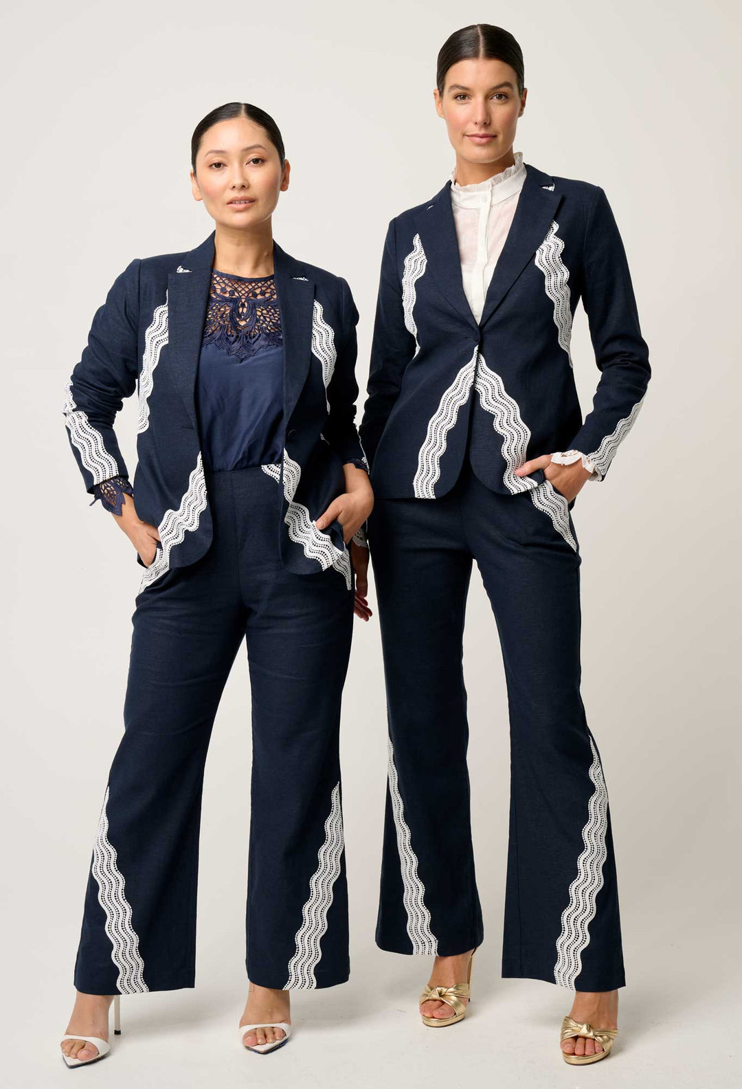 OnceWas PETITE Leandro Linen Viscose Stretch Pant in Night Sky