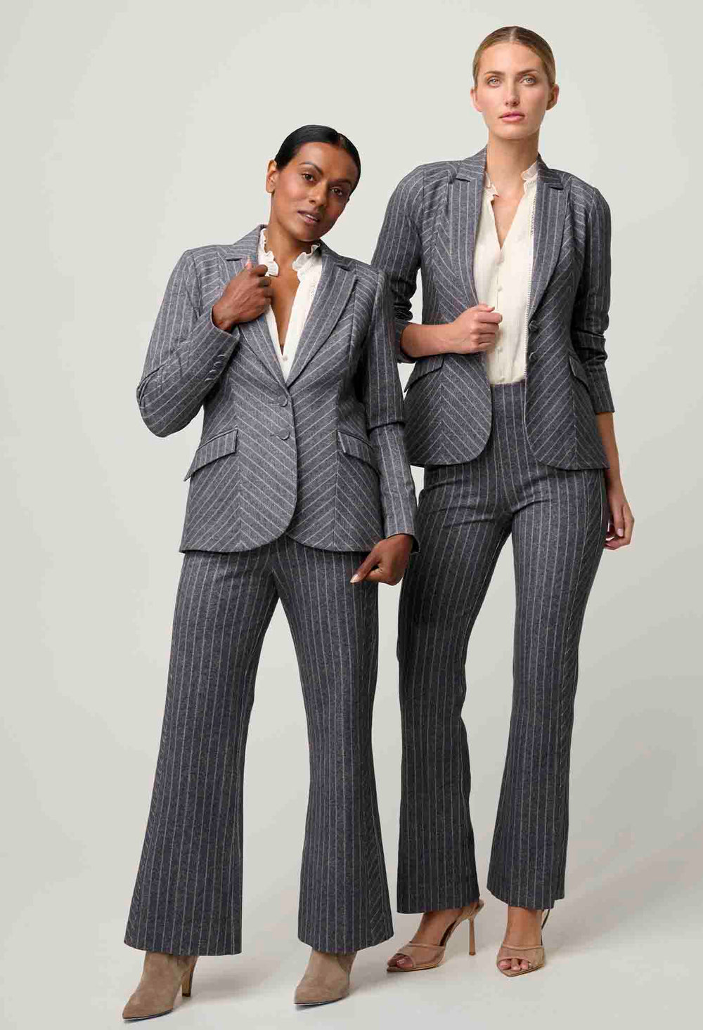 OnceWas PETITE Oaklyn Chevron Stripe Ponte Blazer in Bluestone Stripe