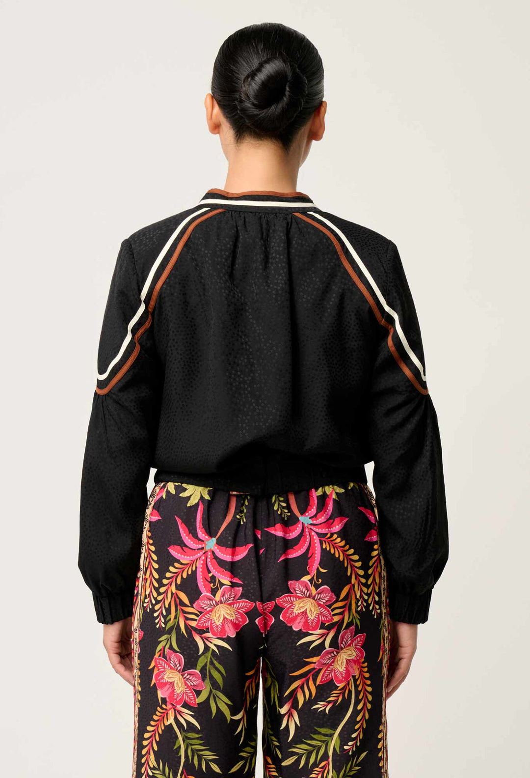 OnceWas PETITE Arabella Reversible Viscose Jacket in Anthos Lótos/Black