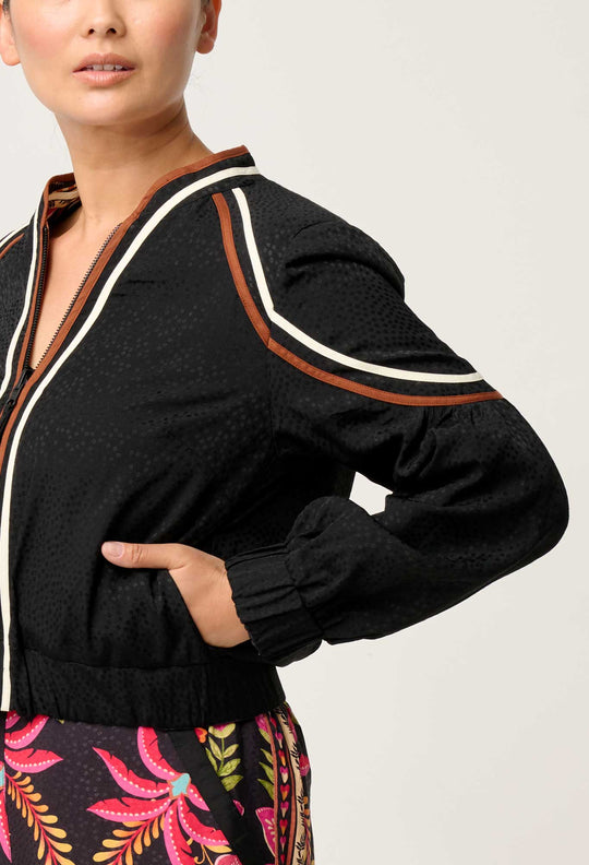 OnceWas PETITE Arabella Reversible Viscose Jacket in Anthos Lótos/Black