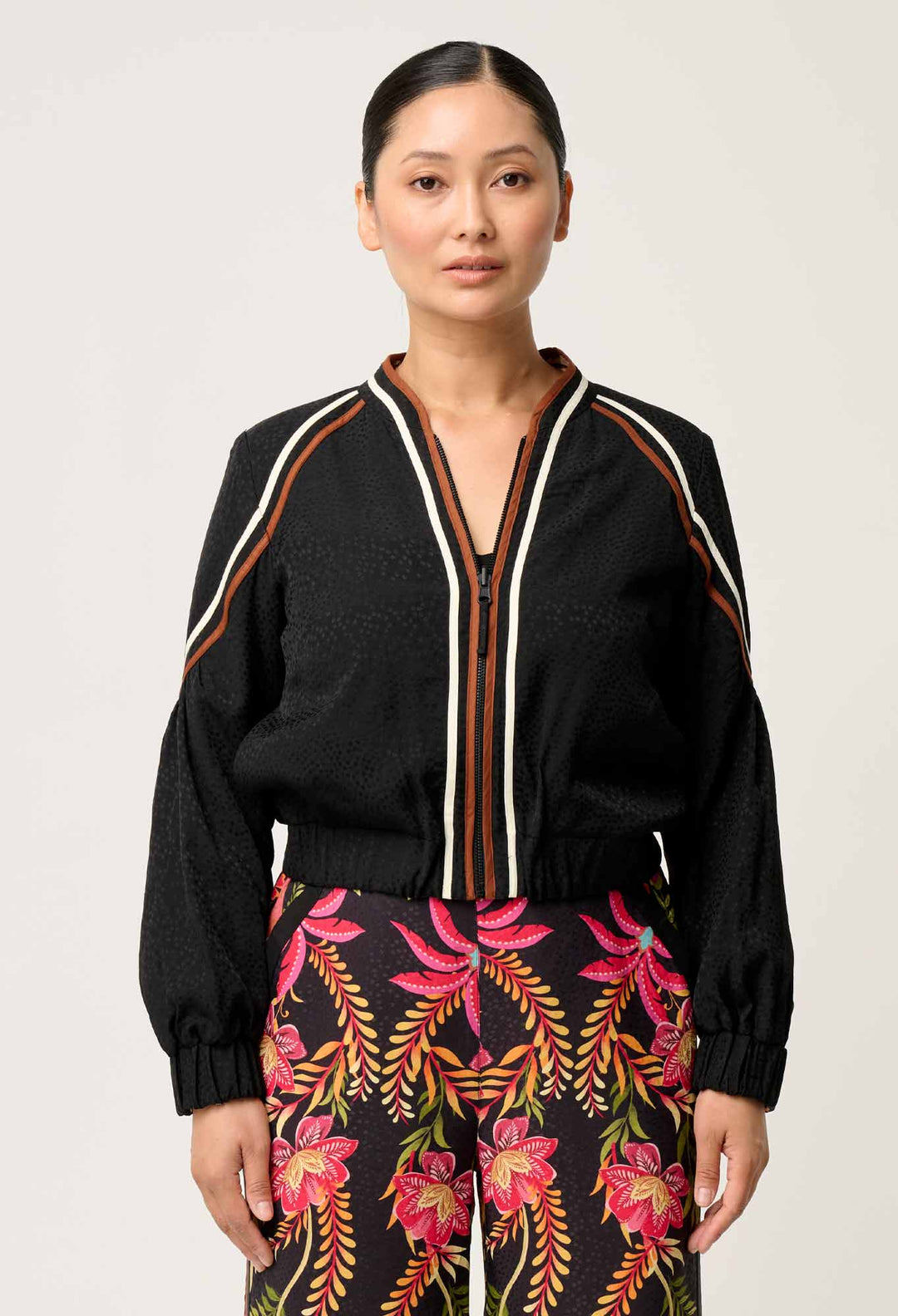 OnceWas PETITE Arabella Reversible Viscose Jacket in Anthos Lótos/Black