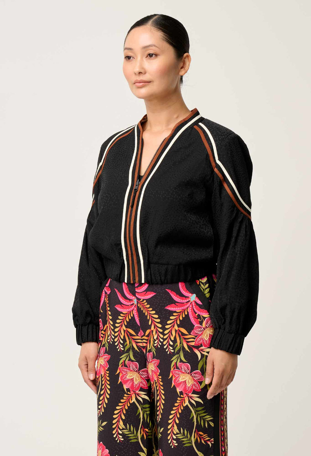 OnceWas PETITE Arabella Reversible Viscose Jacket in Anthos Lótos/Black