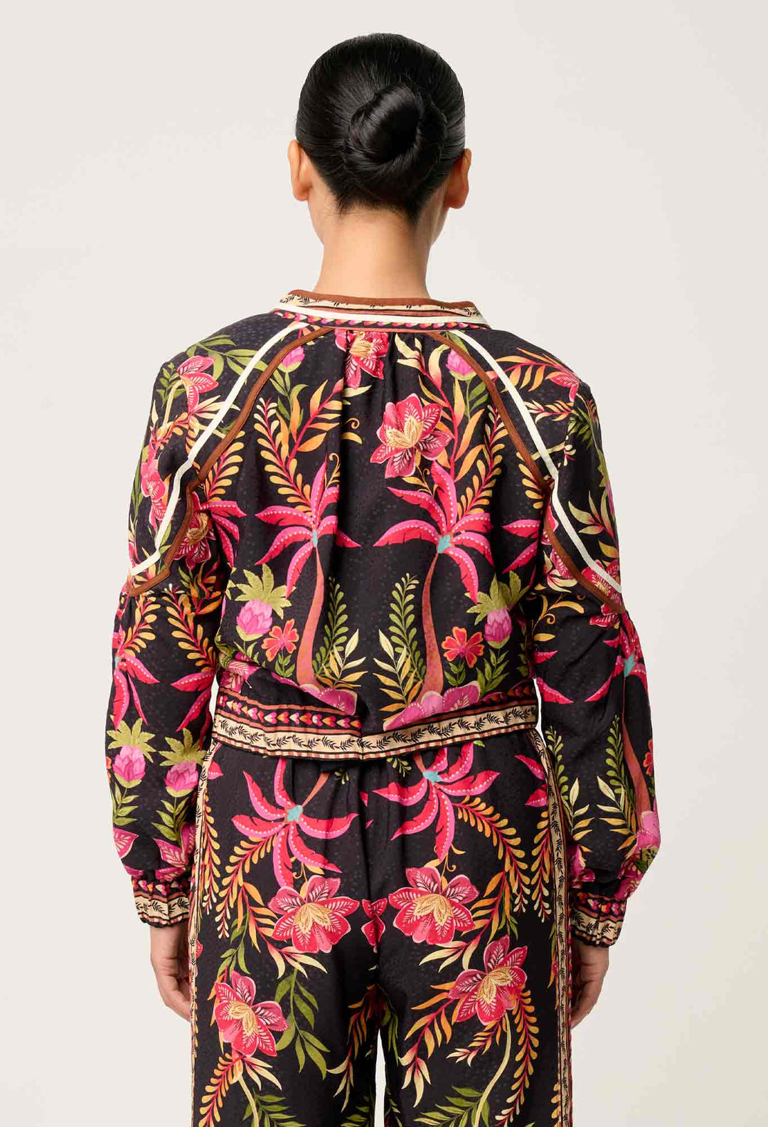 OnceWas PETITE Arabella Reversible Viscose Jacket in Anthos Lótos/Black