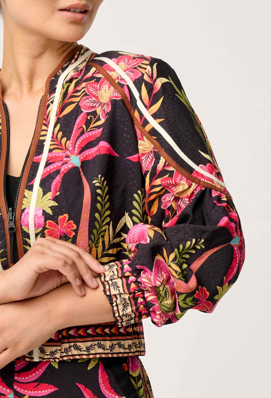 OnceWas PETITE Arabella Reversible Viscose Jacket in Anthos Lótos/Black