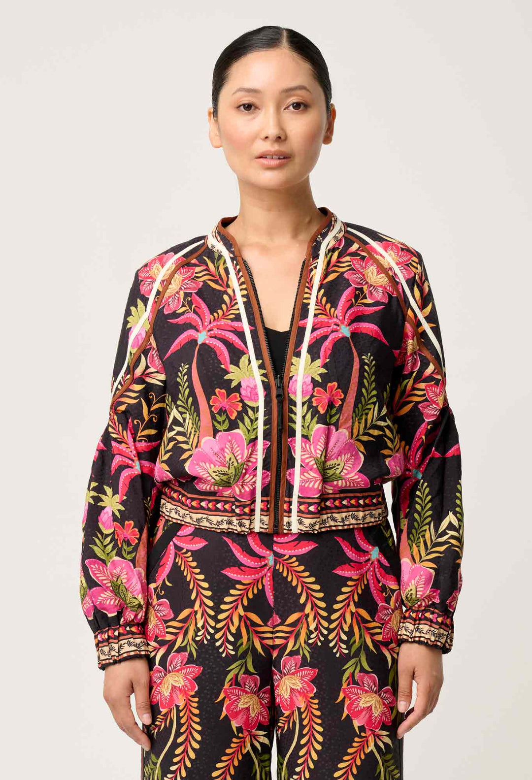 OnceWas PETITE Arabella Reversible Viscose Jacket in Anthos Lótos/Black