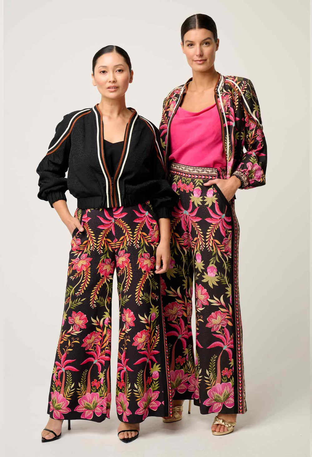 OnceWas PETITE Arabella Reversible Viscose Jacket in Anthos Lótos/Black