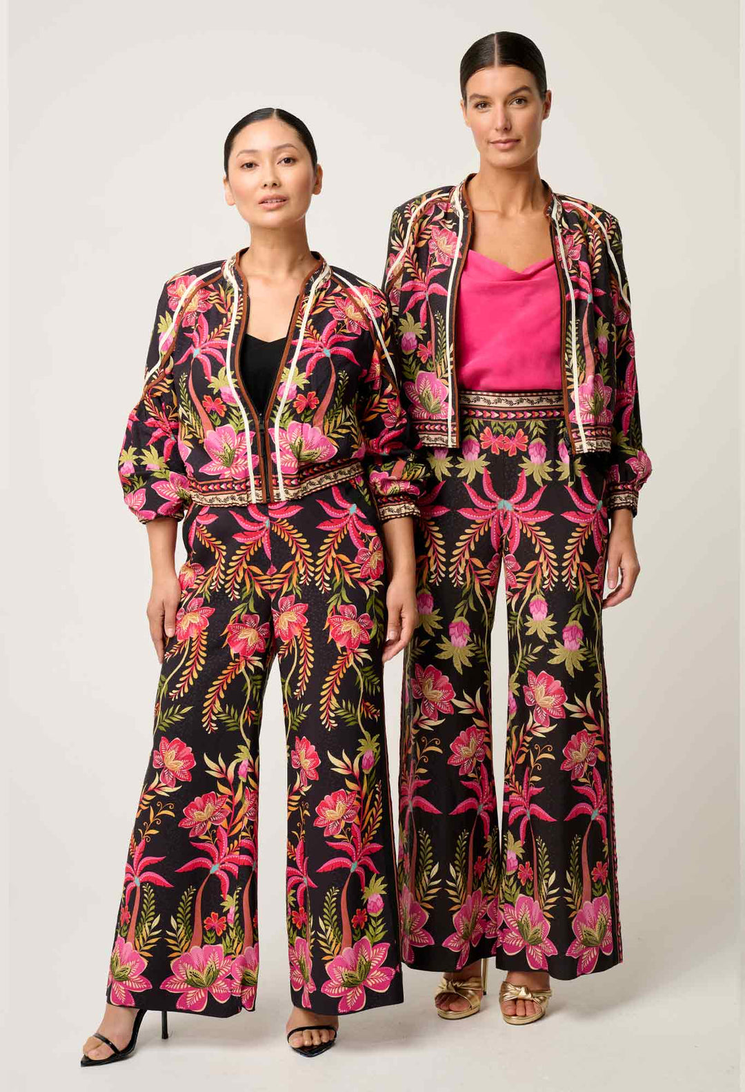 OnceWas PETITE Arabella Reversible Viscose Jacket in Anthos Lótos/Black