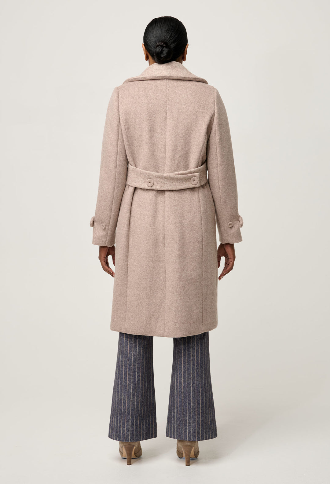 OnceWas PETITE Sutton Wool Blend Double Breasted Coat in Oat