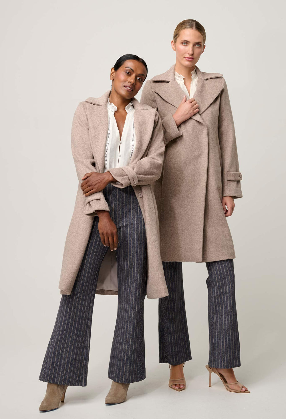 OnceWas PETITE Sutton Wool Blend Double Breasted Coat in Oat