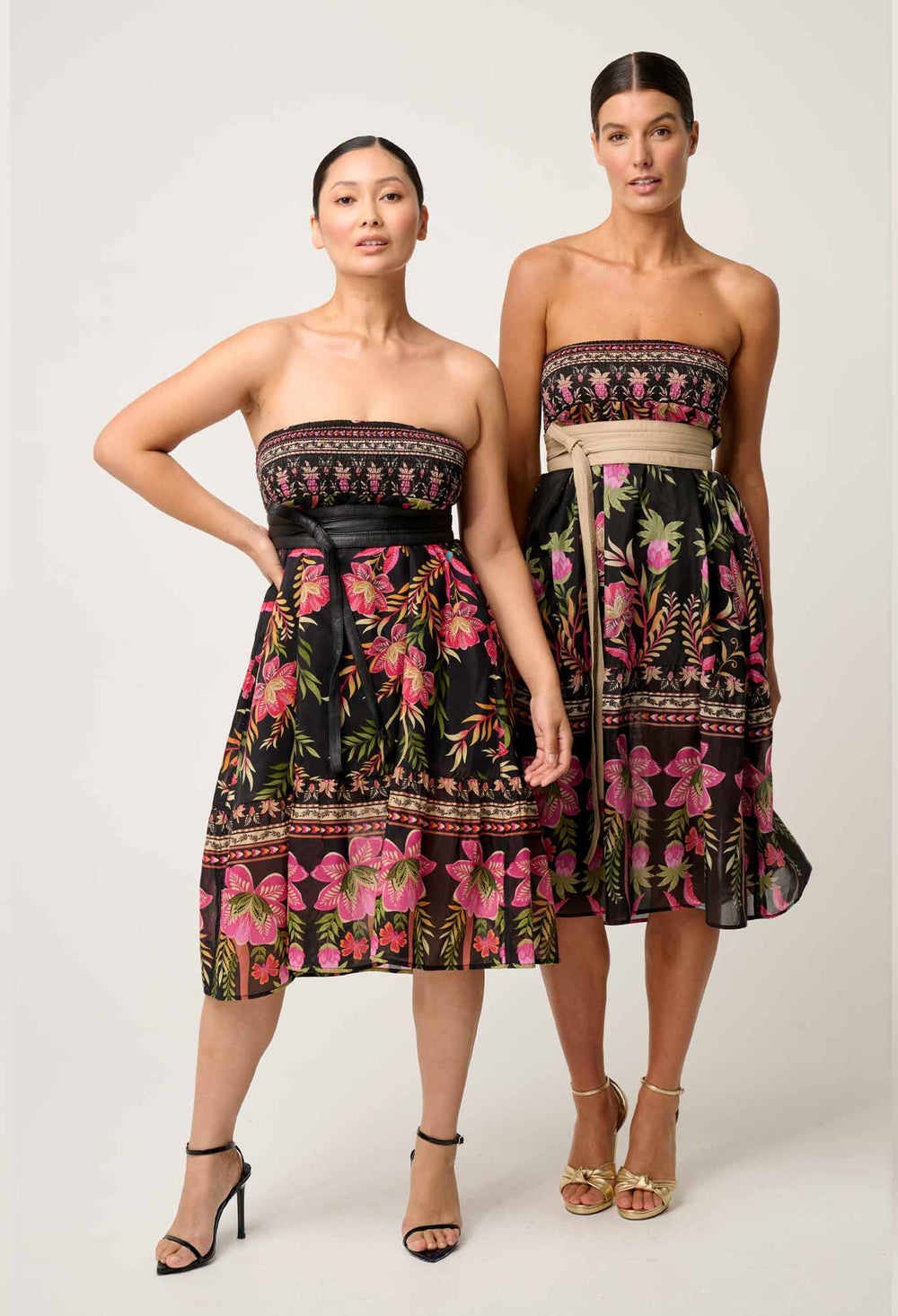 OnceWas PETITE Cordelia  Shirred Silk Cotton Skirt in Anthos Lótos