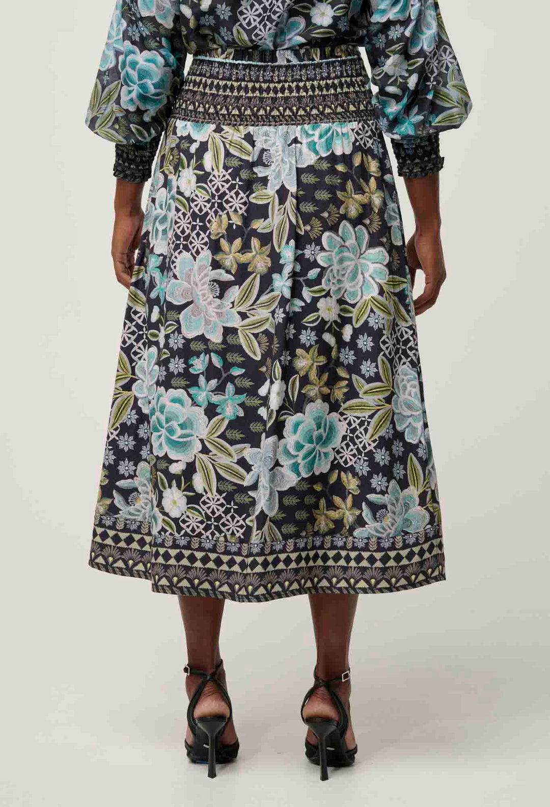 OnceWas PETITE Harper Viscose Dobby Skirt in Dahlia Fields