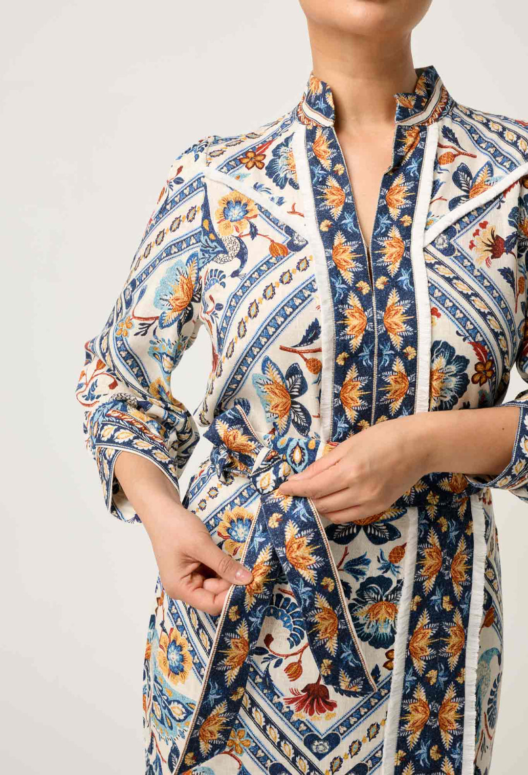 OnceWas PETITE Zenobia Viscose Fringe Midi Skirt in Petinos Floros