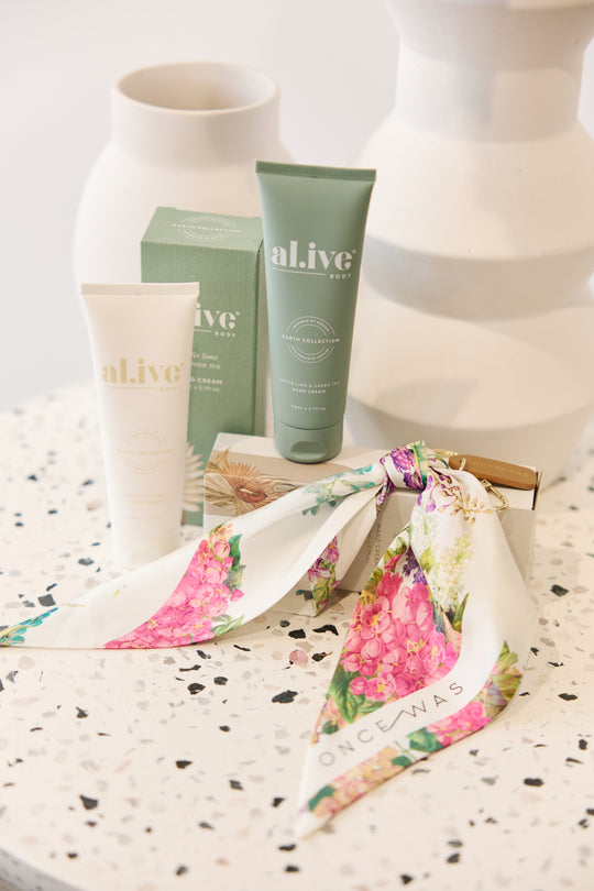 Luxury Silk Keychain & AL.ive Handcream Gift Set