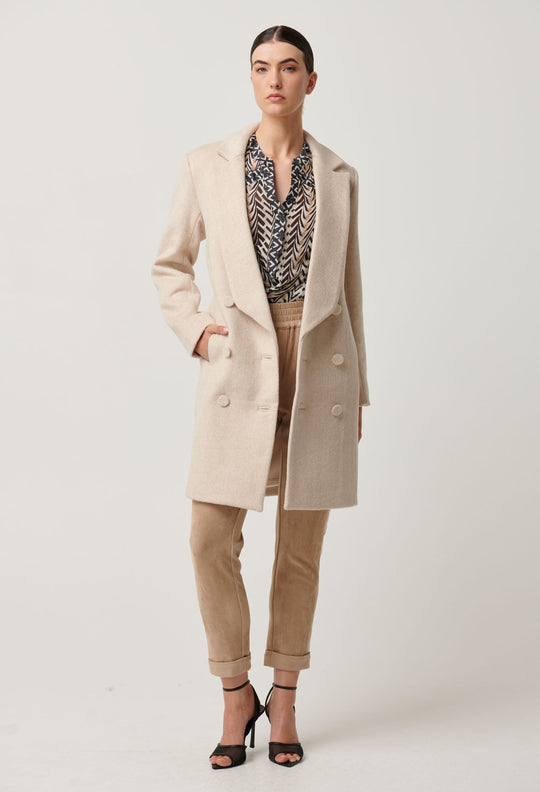 Pisces Wool Blend Coat in Fawn