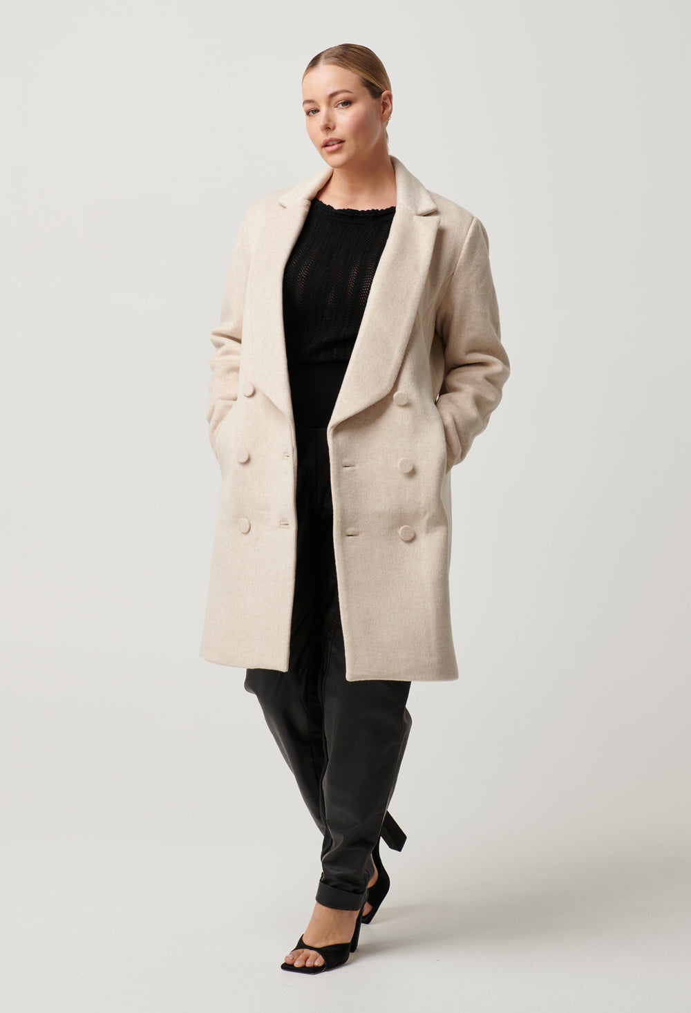 Pisces Wool Blend Coat in Fawn