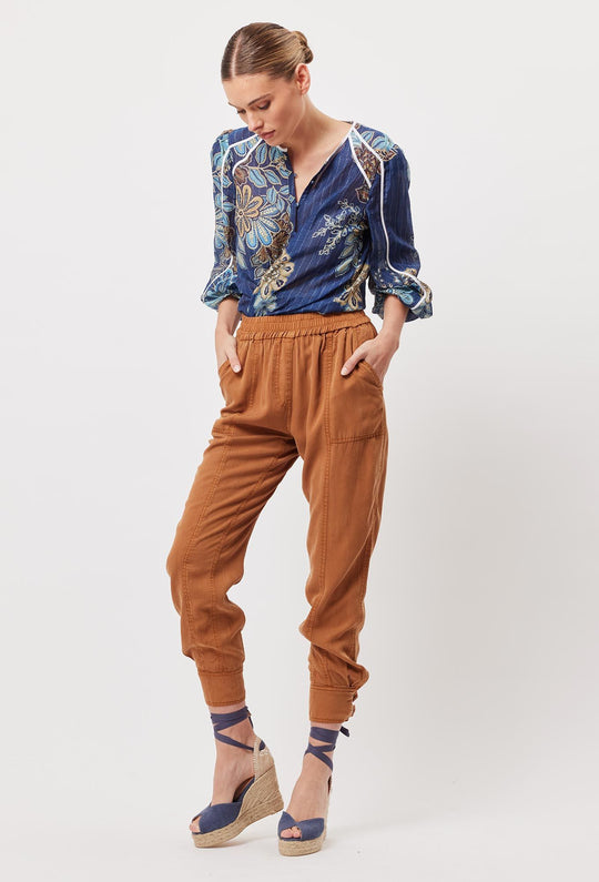 Tulum Tencel Press Stud Jogger in Bronzed