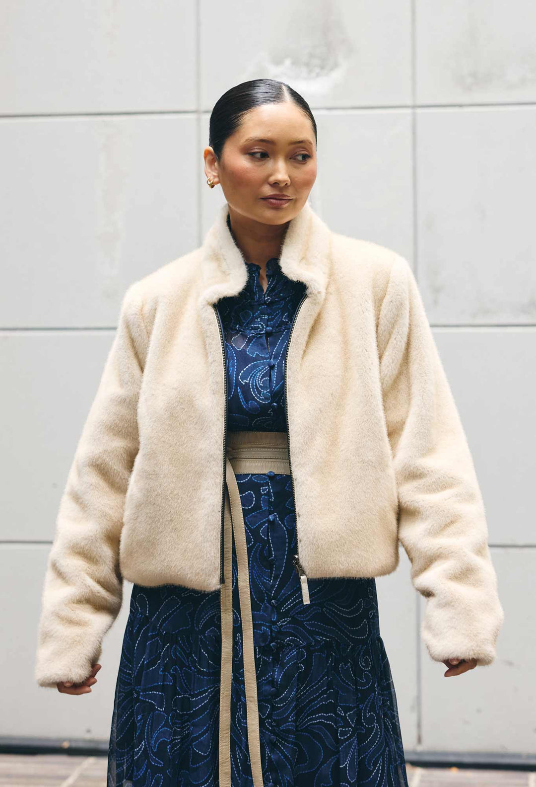 Rylie Reversible Faux Fur Jacket in Altamira & Blanca