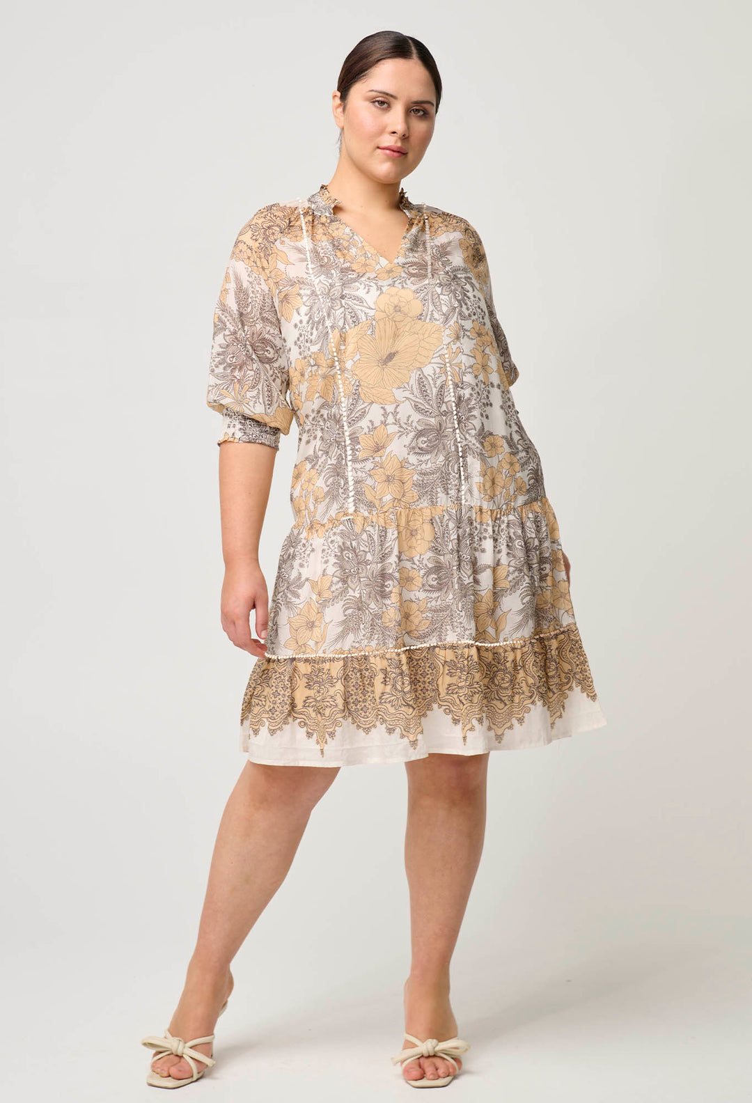 Sanibel Cotton Silk Dress in Golden Mallow