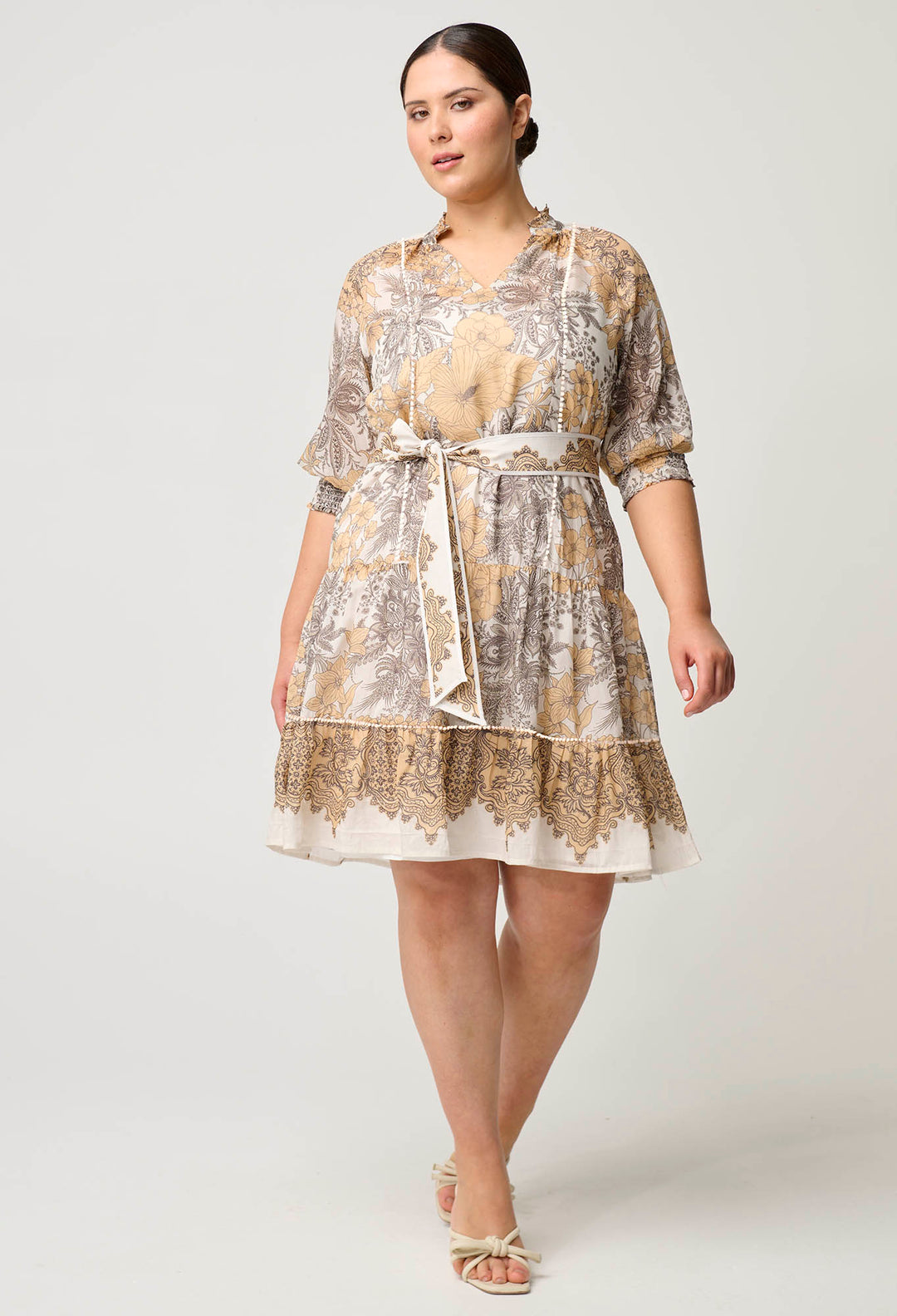 Sanibel Cotton Silk Dress in Golden Mallow