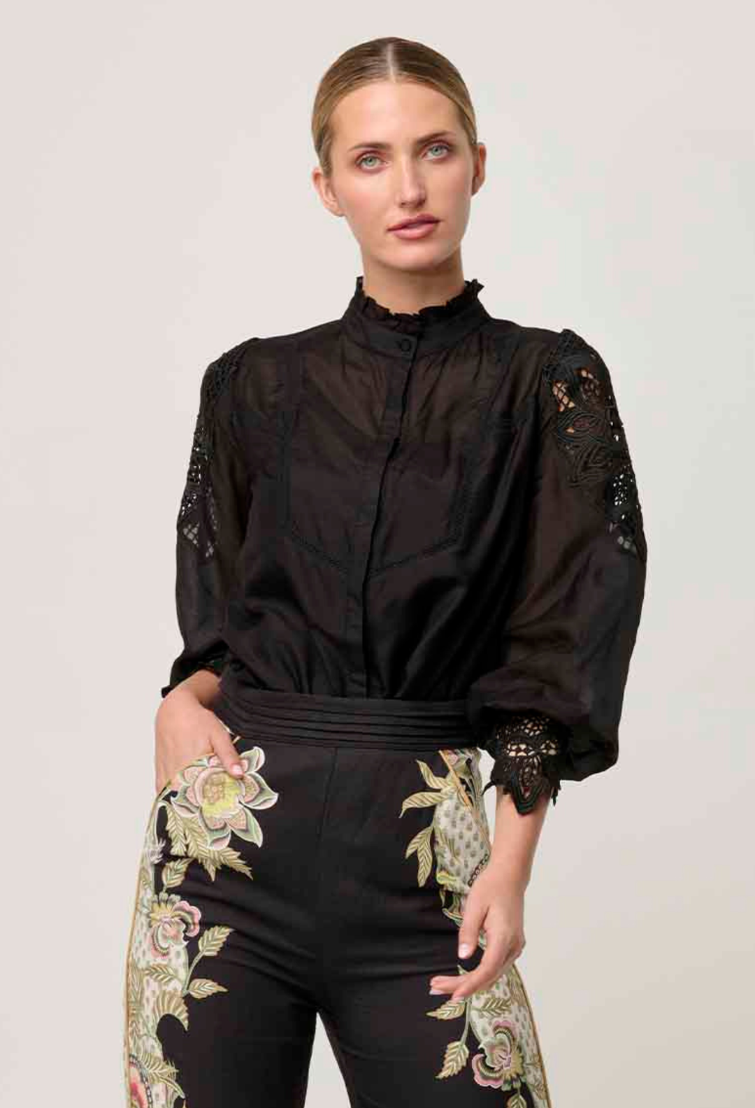 Sevilla Cotton Silk Shirt in Onyx