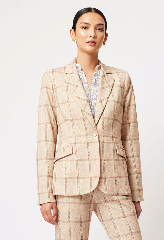 Venus Ponte Blazer in Oatmeal Check