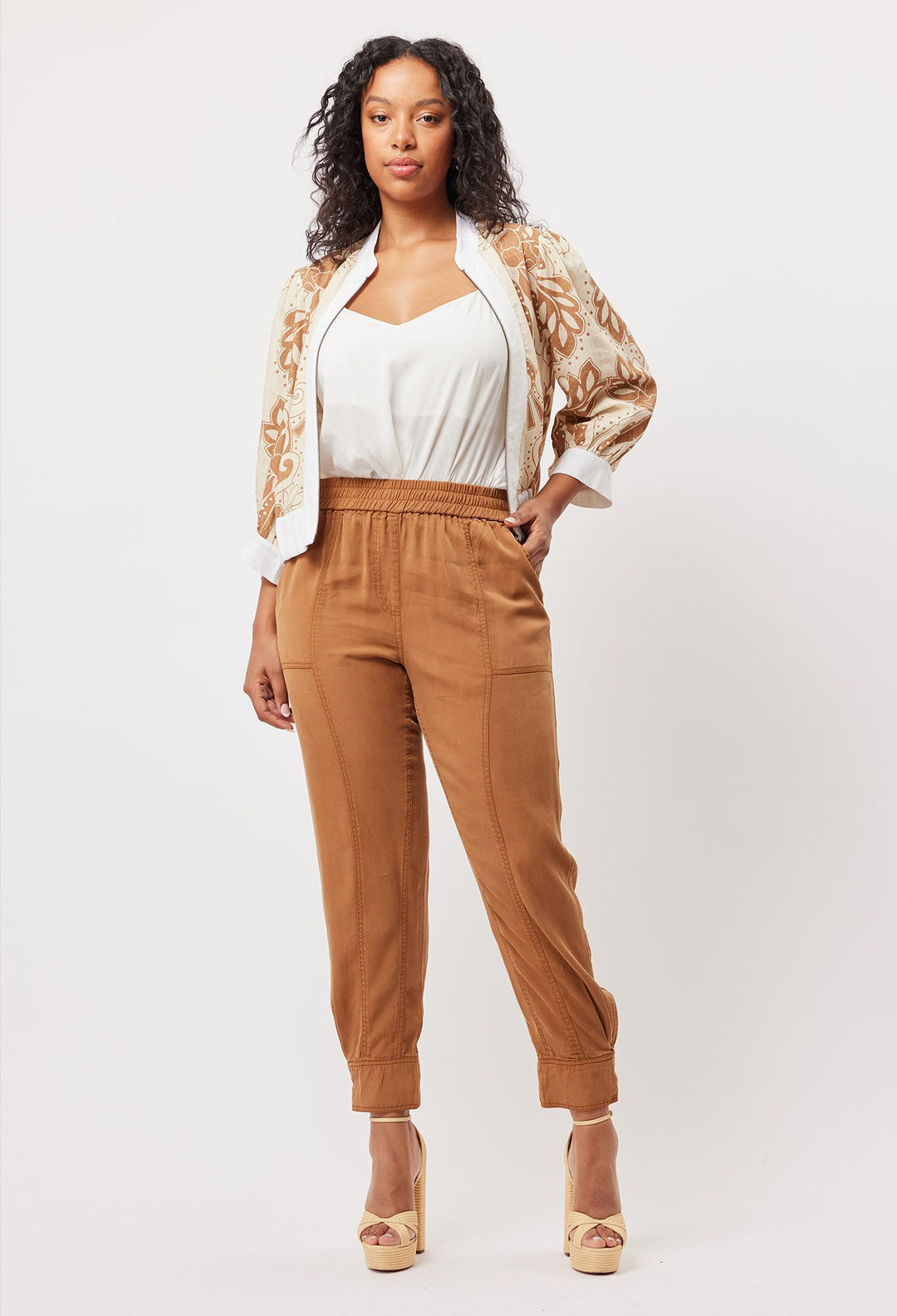 Tulum Tencel Press Stud Jogger in Bronzed